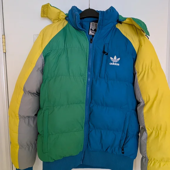 Vintage Adidas Colorblock Puffer Jacket Large - Picture 3 of 16